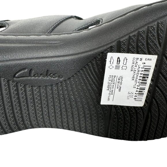 CLARKS Women Laurieann Style Black Leather Ortholite Sandals US 7.5W NEW - Picture 3 of 8